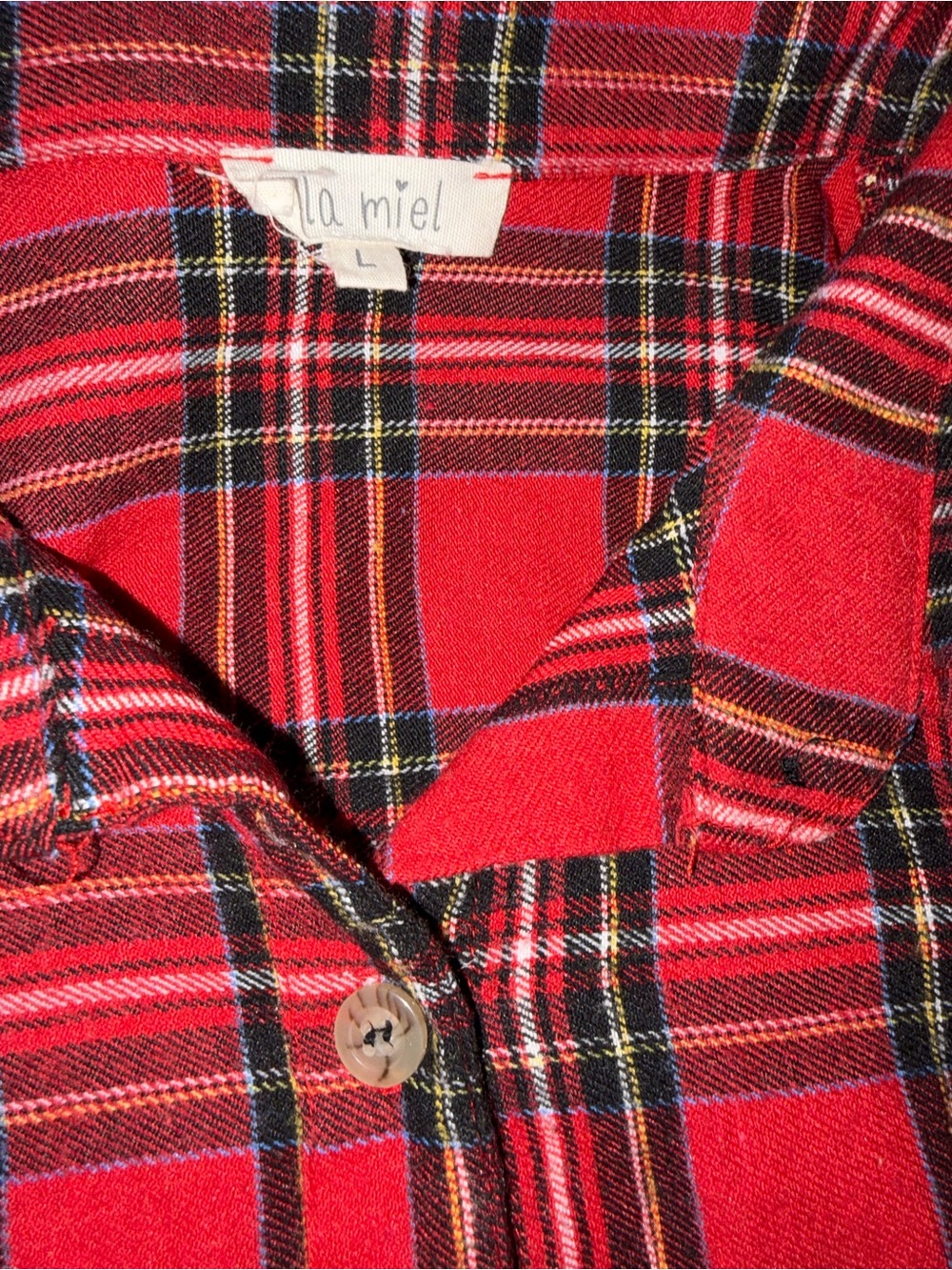 LA MIEL Red and Black Two-Tone Plaid Shirt - Picture 3 of 3
